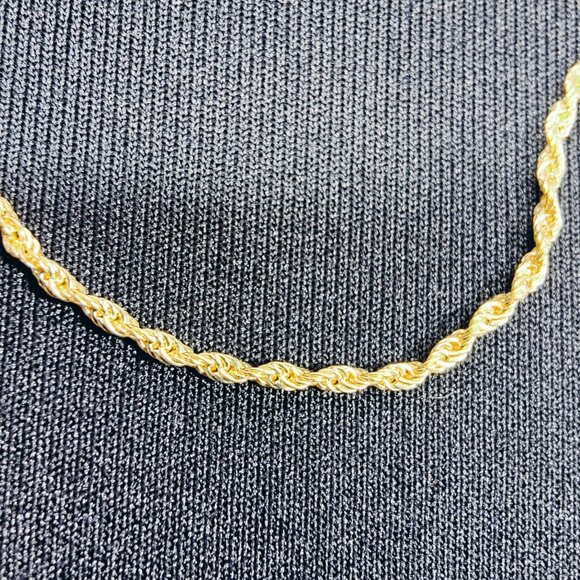 14K Solid Gold Rope Bracelet 2 mm Solid Diamond Cut Rope Chain Bracelet 6.75" 7" - Picture 5 of 5
